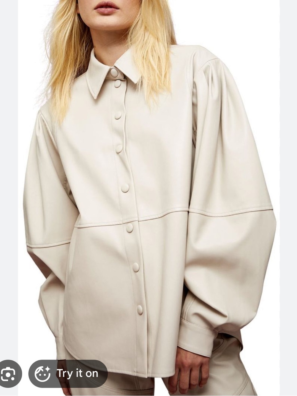 Topshop Vegan Leather Oversized Seamed Shirt Jacket